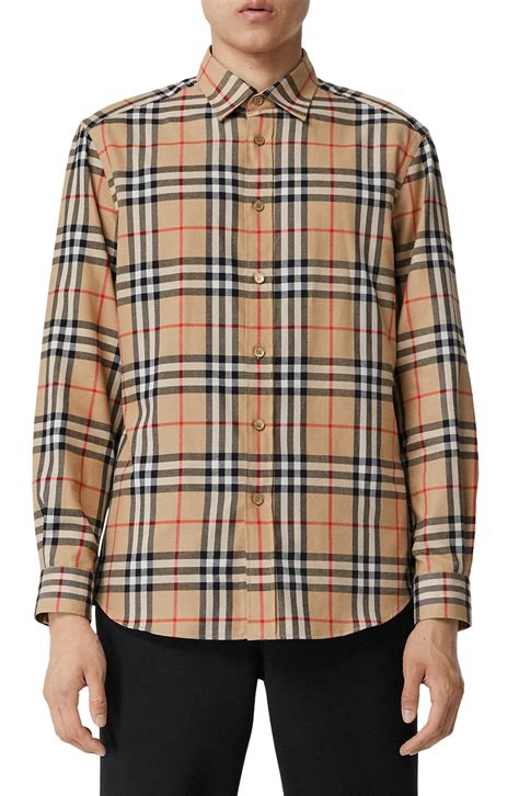 check cuff cotton shirt burberry|burberry check button up shirt.